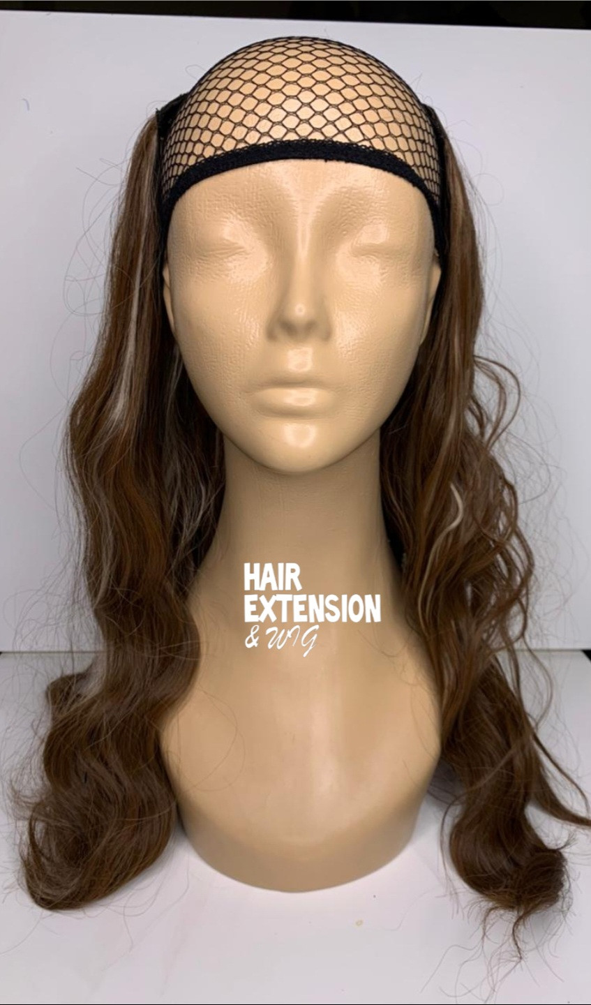 wavy 230gm 26" highlight brown (H24) half wig product-image