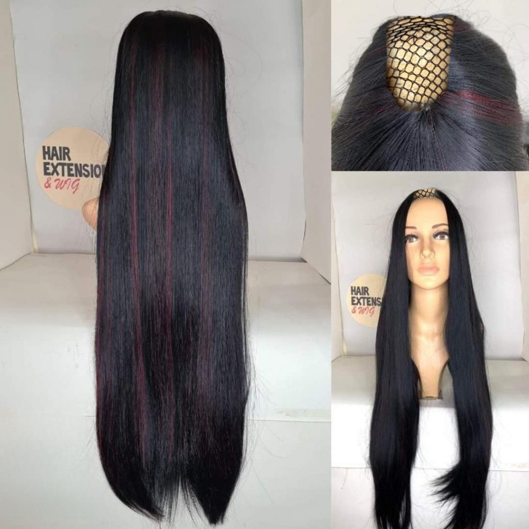 Straight 260gm "40 inch" black with burgundy highlights (h35) U_Part_Wig product-image