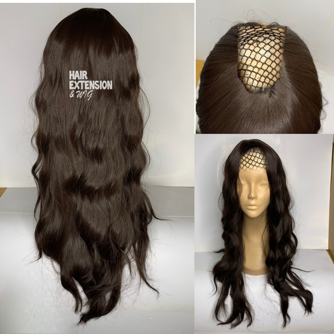 Wavy 230gm "30 inch" dark brown (6A) U_Part_Wig product-image