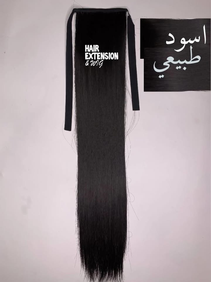 Long straight tied clip ponytail 175G 28" Natural black product-image