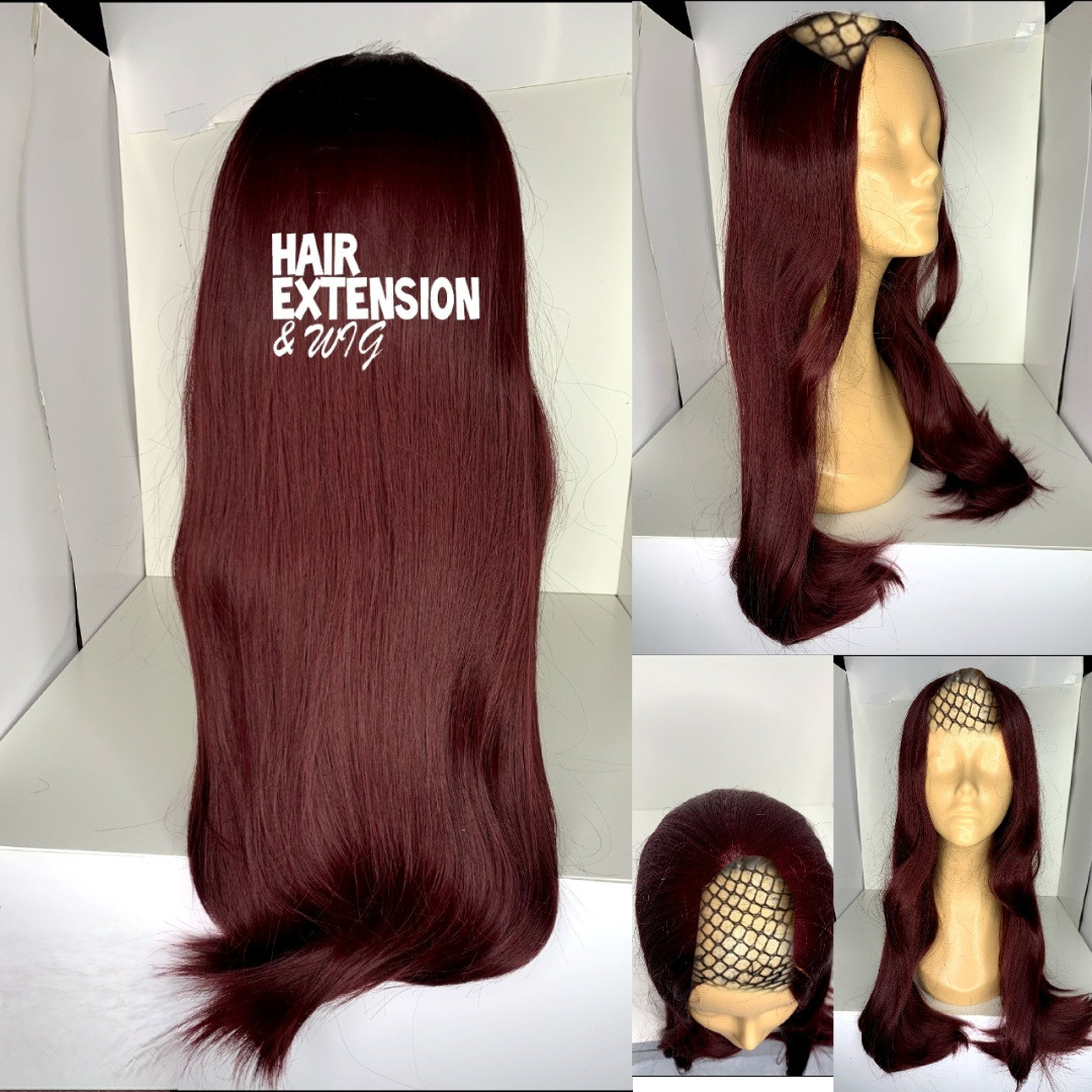 Straight light wavy "28 inch " 230gm burgundy (sht35) U Part Wig product-image