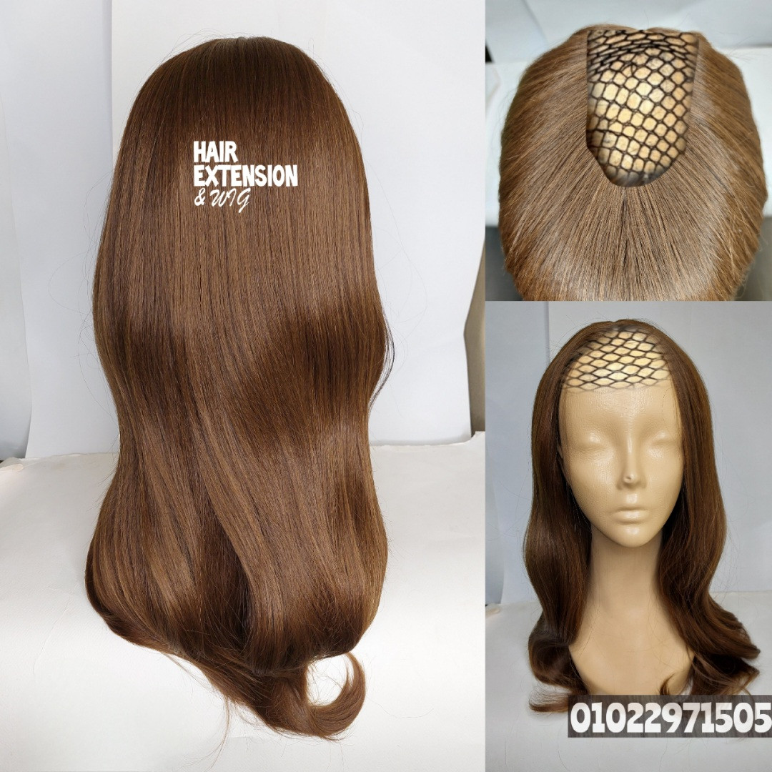 Straight light wavy "28 inch " 230gm ghazal brown (T10) U Part Wig product-image