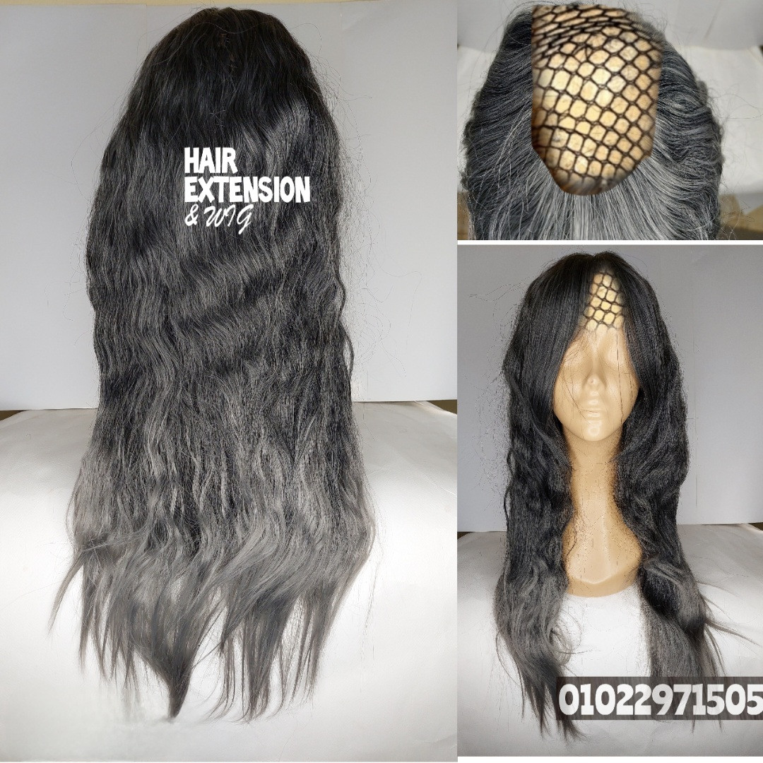 Wavy "30 inch " 240gm gray Highlights (sht88) U Part Wig product-image