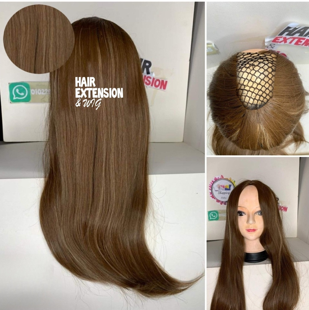 Straight light wavy "28 inch " 230gm brown highlights (12h24) U Part Wig product-image