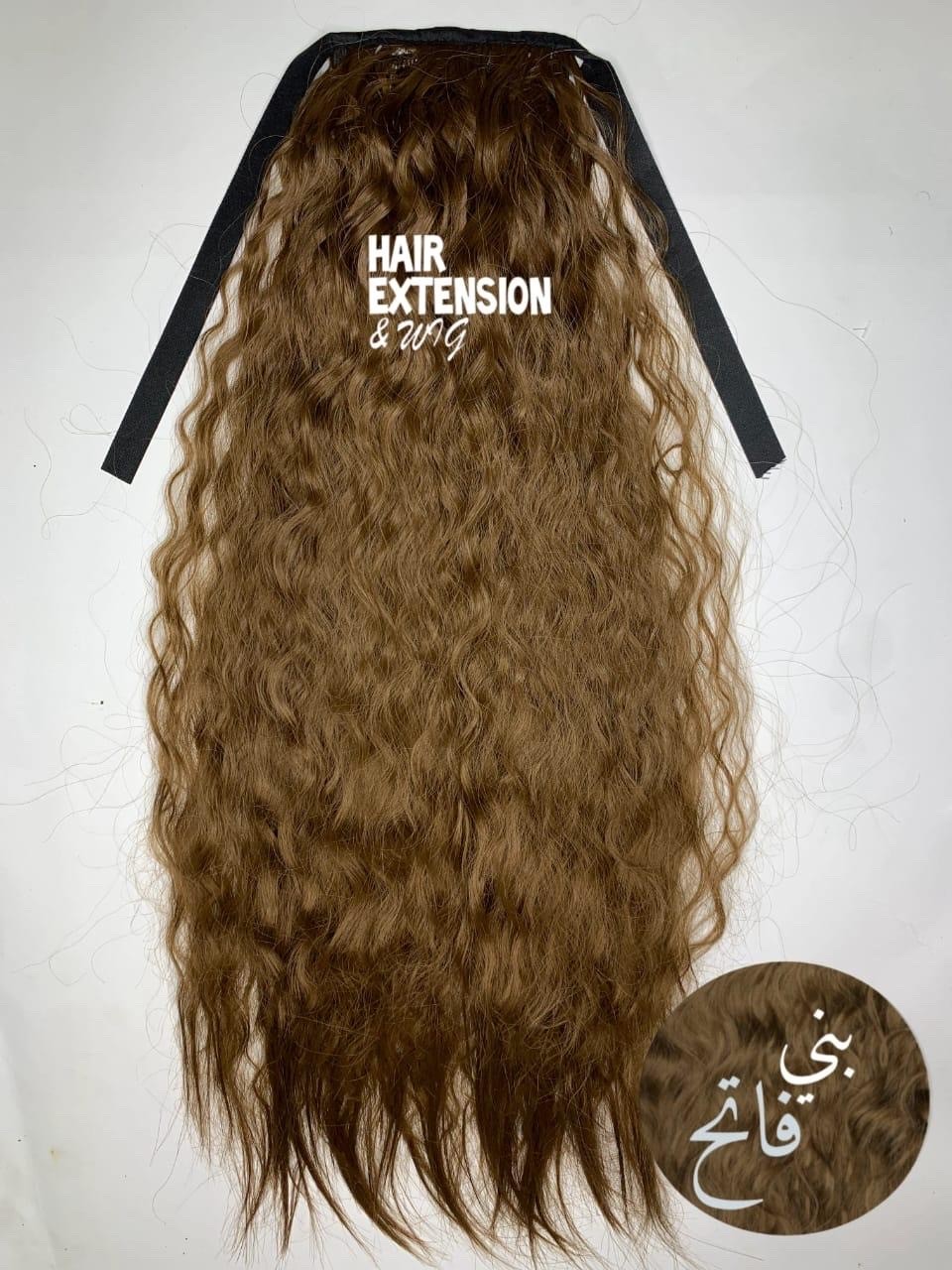 Long soft curly tied clip ponytail 170G 28" light brown (10) product-image