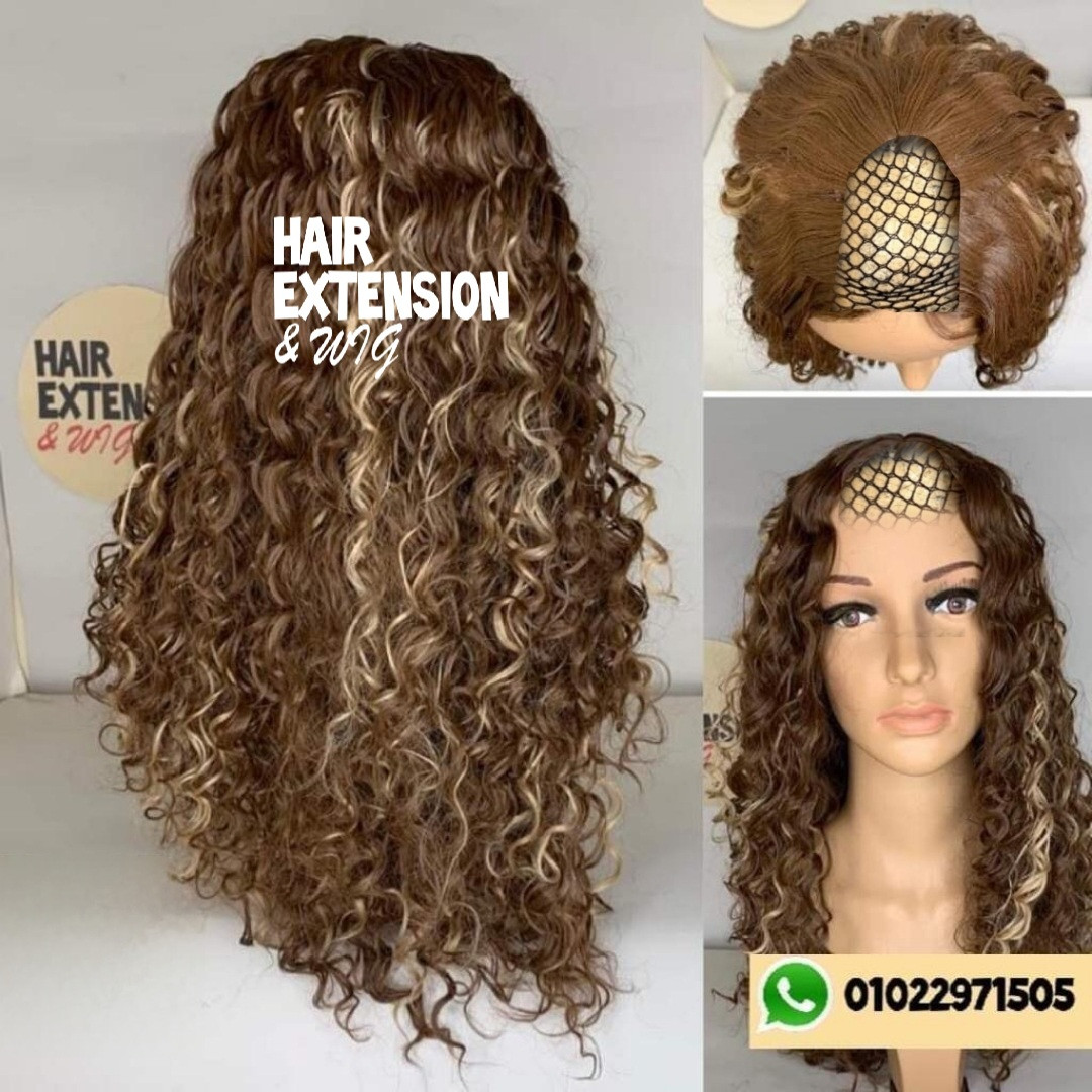 Curly "26 inch " 220gm light brown Highlights (12H24) U Part Wig product-image
