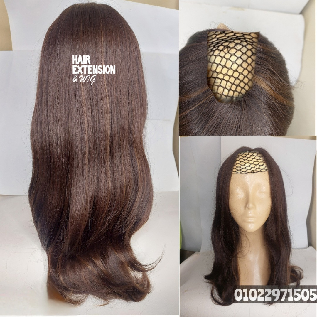 Straight light wavy "28 inch " 230gm black brown highlights (6h10) U Part Wig product-image